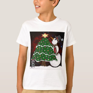 Christmas Tree Snowman Surprise Art Print T-Shirt