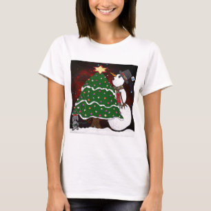 Christmas Tree Snowman Surprise Art Print T-Shirt