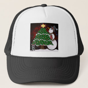Christmas Tree Snowman Surprise Art Print Trucker Hat