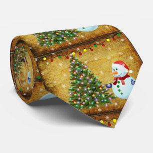 Christmas Tree Snowman Tie