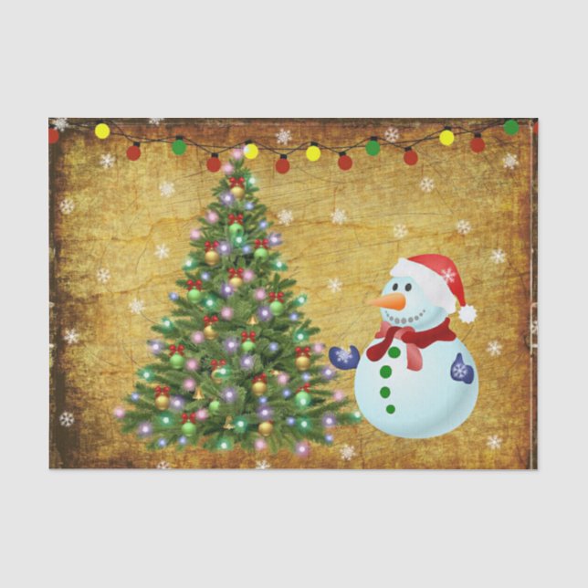 Christmas Tree Snowman Tissue Paper (Front)