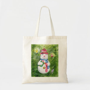 Christmas Tree Snowman Tote Bag