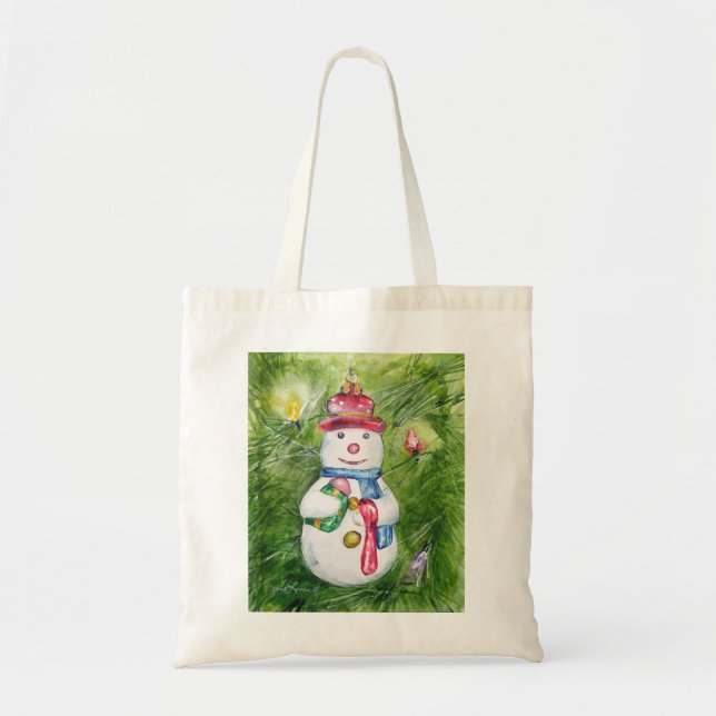 Christmas Tree Snowman Tote Bag (Front)