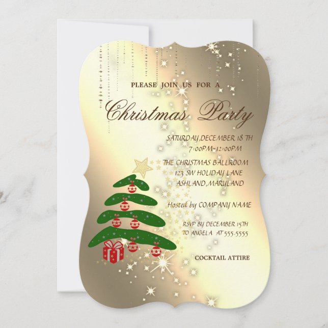 Christmas Tree,Sparkle,,Corporate Christmas Party, Invitation (Front)