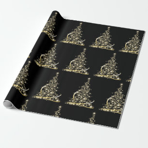 Christmas Tree Sparkling Gold Holiday Festive Wrapping Paper