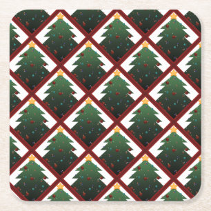 Christmas Tree Square Paper Coaster