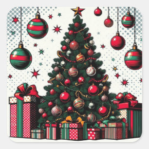 Christmas tree square sticker