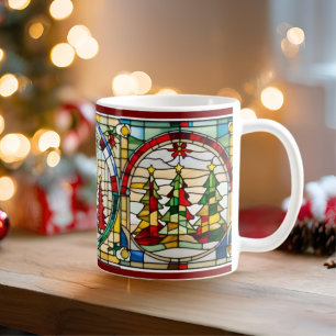 Christmas Tree Stain Glass Art Christmas Mug