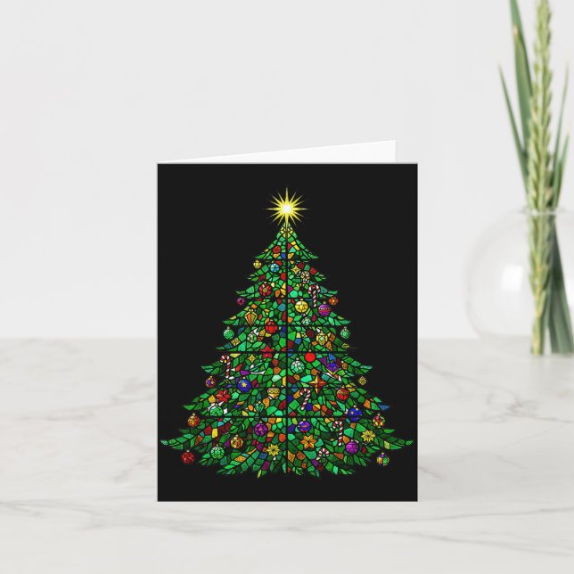 Christmas Tree Stained Gl Cathedral Christmas  Card (Front)