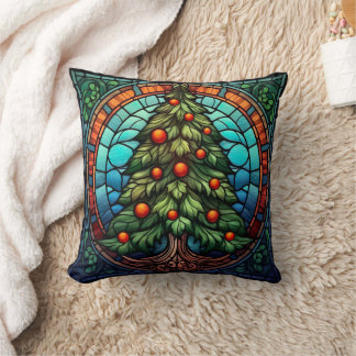 Christmas Tree Stained Glass Cushion