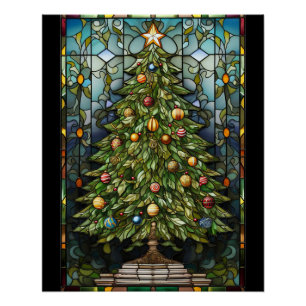 Christmas Tree Stained Glass  Poster