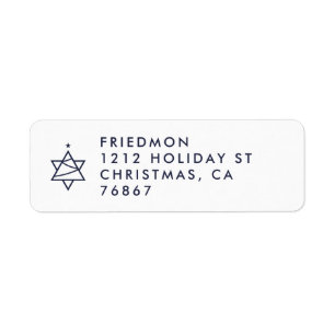 Christmas Tree Star of David return address label