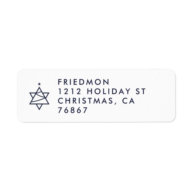 Christmas Tree Star of David return address label (Front)