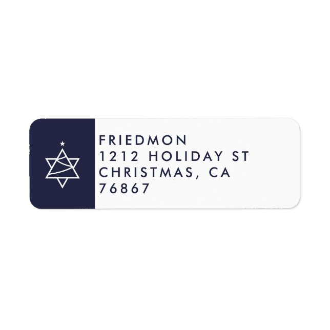 Christmas Tree Star of David return address label (Front)