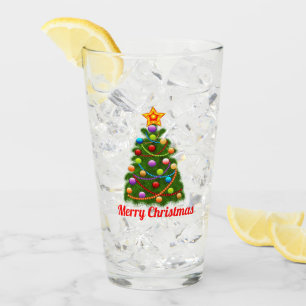 Christmas Tree & Star Personalised Glass