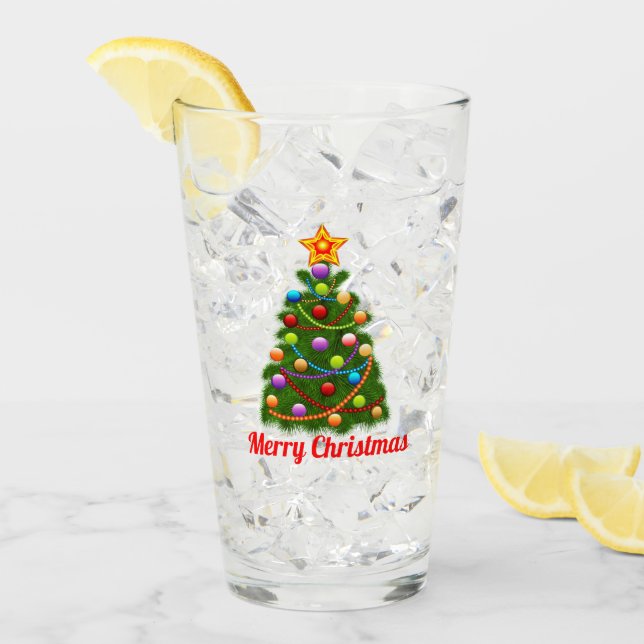 Christmas Tree & Star Personalised Glass (Front Ice)