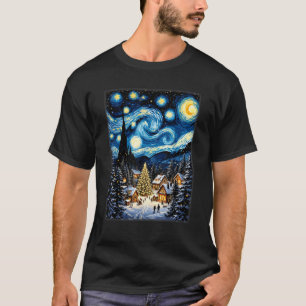 Christmas Tree Starry Night Van Gogh Winter Wonder T-Shirt