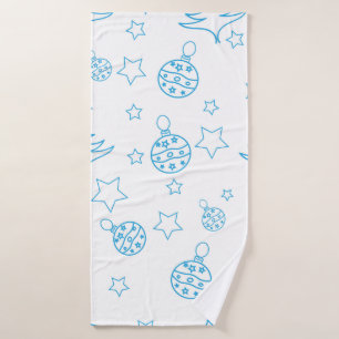 Christmas tree, stars and balls - simple seamless bath towel