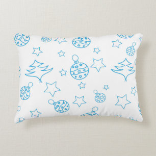 Christmas tree, stars and balls - simple seamless decorative cushion
