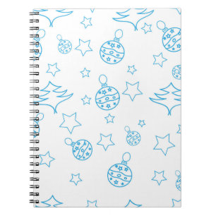 Christmas tree,  stars and balls - simple seamless notebook