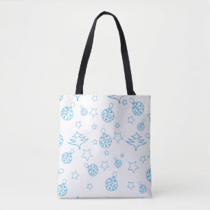 Christmas tree, stars and balls - simple seamless tote bag