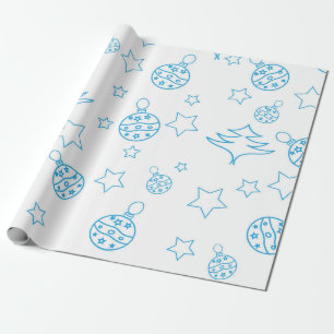 Christmas tree,  stars and balls - simple seamless wrapping paper