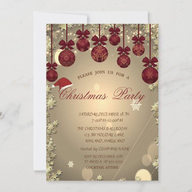 Christmas Tree,Stars Christmas Company Party Invitation (Front)
