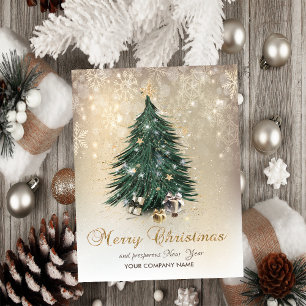 Christmas Tree Stars Presents Snowflakes Holiday Card