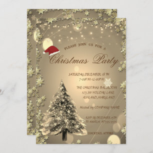 Christmas Tree,Stars,Santa Christmas Company Party Invitation
