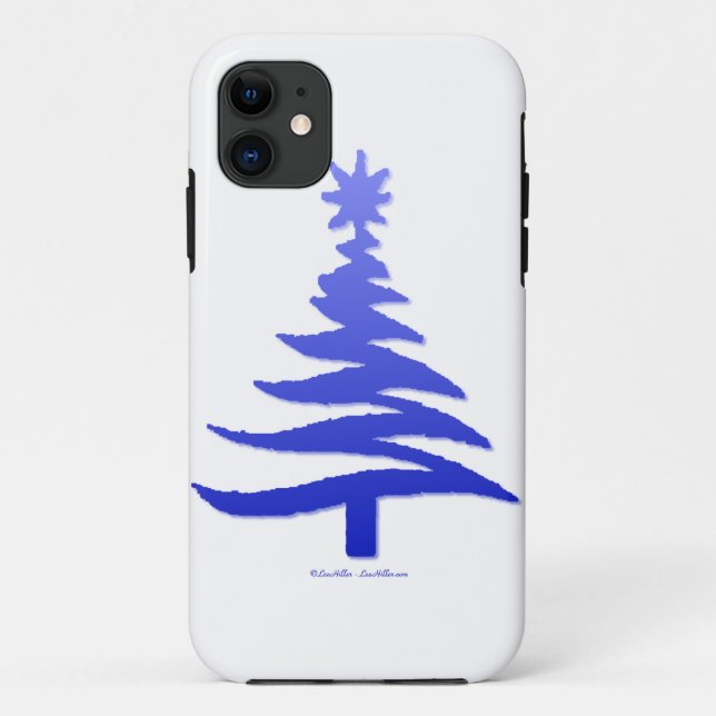 Christmas Tree Stencil Cobalt Blue Case-Mate iPhone Case (Back)