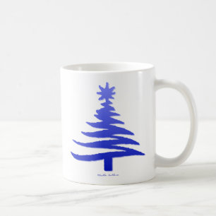 Christmas Tree Stencil Cobalt Blue Coffee Mug