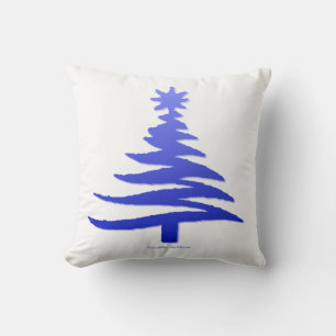 Christmas Tree Stencil Cobalt Blue Cushion