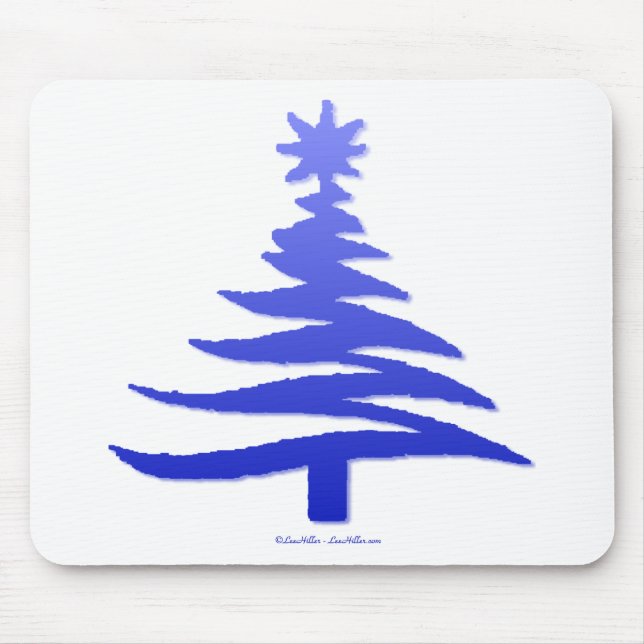 Christmas Tree Stencil Cobalt Blue Mouse Mat (Front)