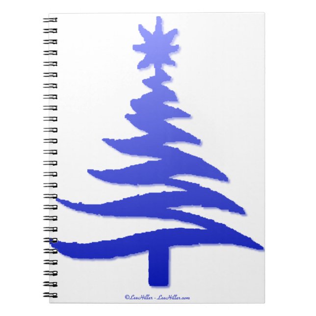 Christmas Tree Stencil Cobalt Blue Notebook (Front)