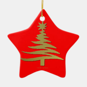 Christmas Tree Stencil Gold Ceramic Tree Decoration