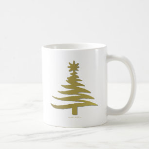 Christmas Tree Stencil Gold Coffee Mug