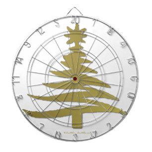 Christmas Tree Stencil Gold Dartboard