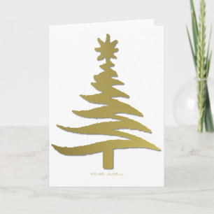 Christmas Tree Stencil Gold Holiday Card