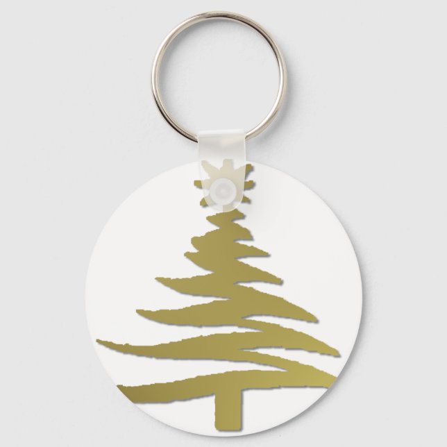 Christmas Tree Stencil Gold Key Ring (Front)