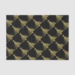 Christmas Tree Stencil Gold on Black Tissue Paper