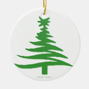 Christmas Tree Stencil Green Ceramic Tree Decoration