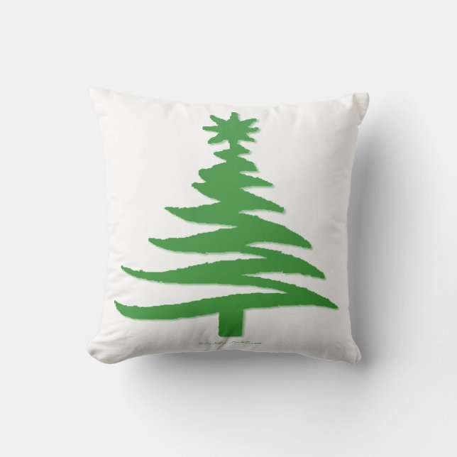 Christmas Tree Stencil Green Cushion (Front)