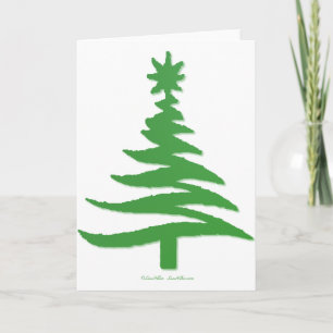 Christmas Tree Stencil Green Holiday Card