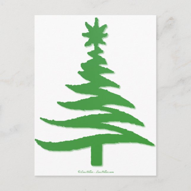 Christmas Tree Stencil Green Holiday Postcard (Front)