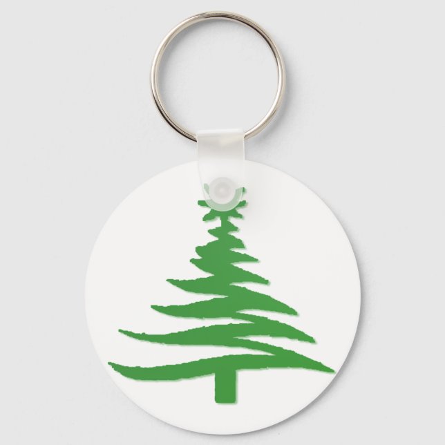 Christmas Tree Stencil Green Key Ring (Front)