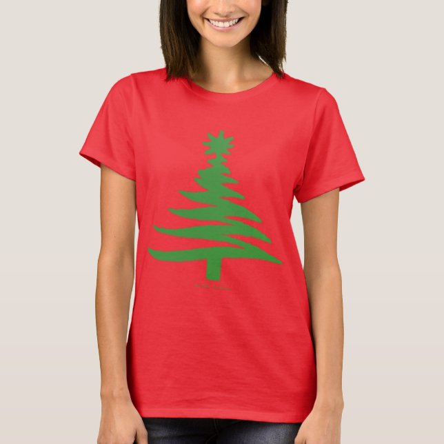 Christmas Tree Stencil Green T-Shirt (Front)