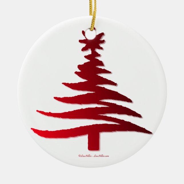 Christmas Tree Stencil Red Ceramic Tree Decoration (Front)