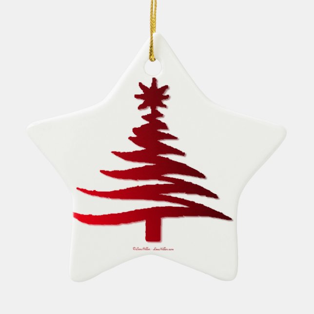 Christmas Tree Stencil Red Ceramic Tree Decoration (Front)