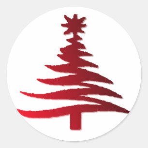 Christmas Tree Stencil Red Classic Round Sticker