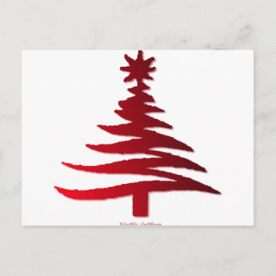 Christmas Tree Stencil Red Holiday Postcard